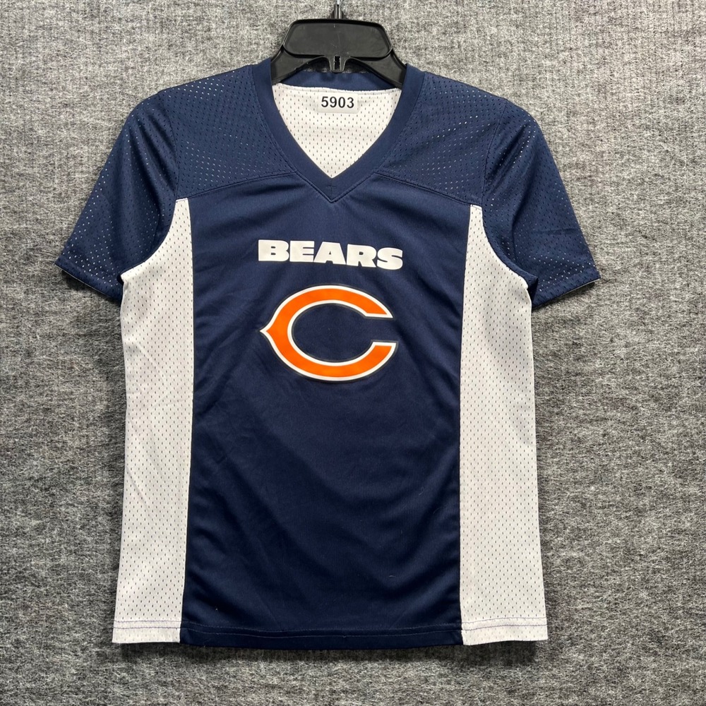 NFL Flag Chicago Bears Youth Jersey Navy Blue White Mesh V-Neck